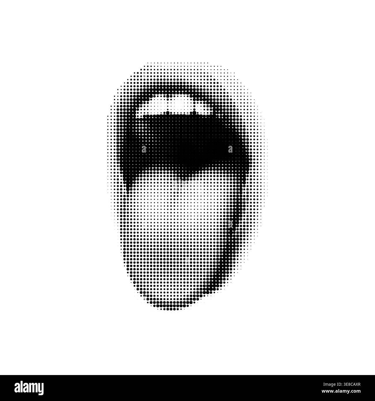 Mezzitoni facciale con linguetta a bocca verticale monocromatico con scala di grigi e popart Illustrazione Vettoriale