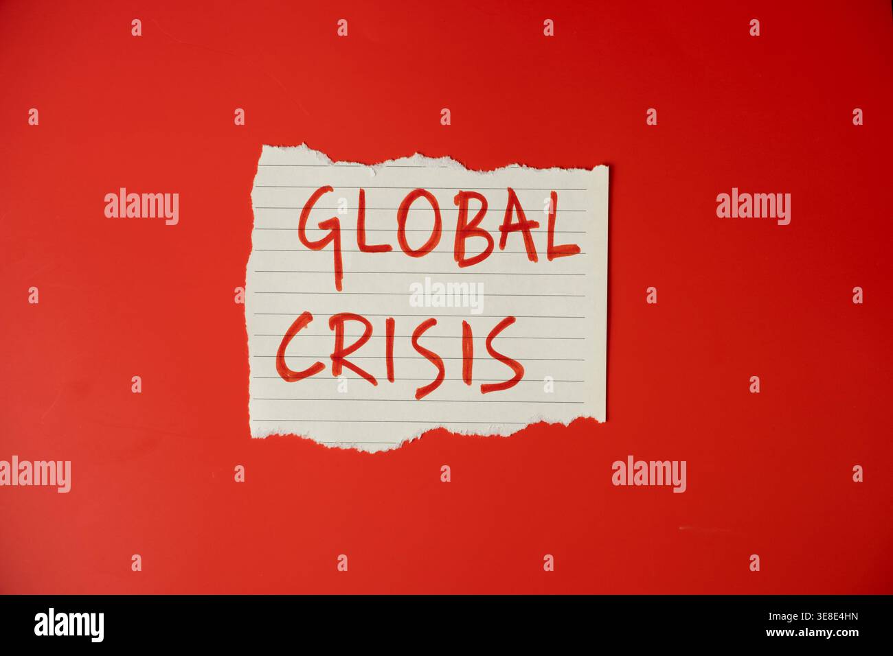 Emergenza globale e crisi economica messaggio progetto minimo Foto Stock
