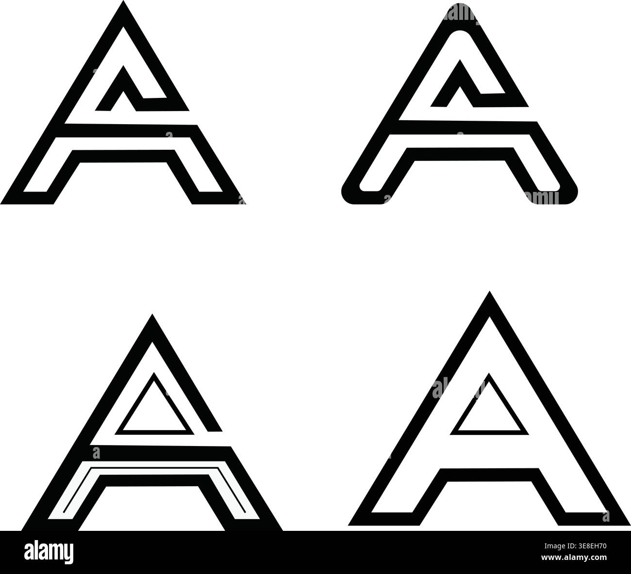 Moderno set di loghi Letter A Geometric Monogram Alphabet Vector Design Collection Illustrazione Vettoriale