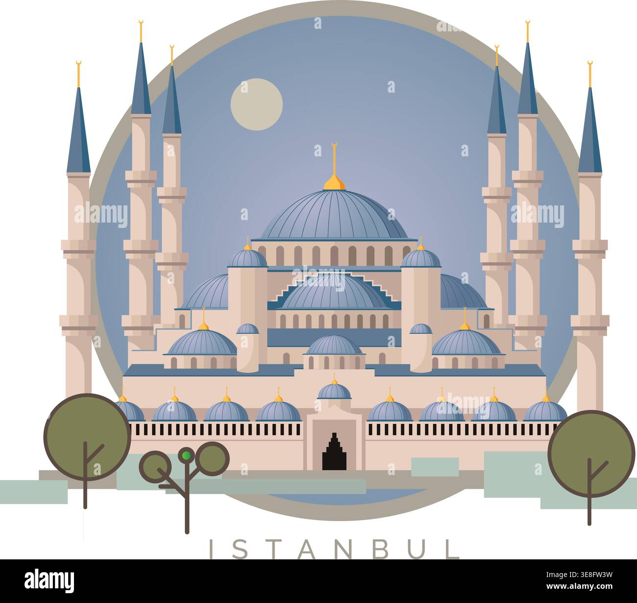 La Moschea del Sultano Ahmed - la Moschea Blu - Istanbul - illustrazione di scorta come file EPS 10 Illustrazione Vettoriale