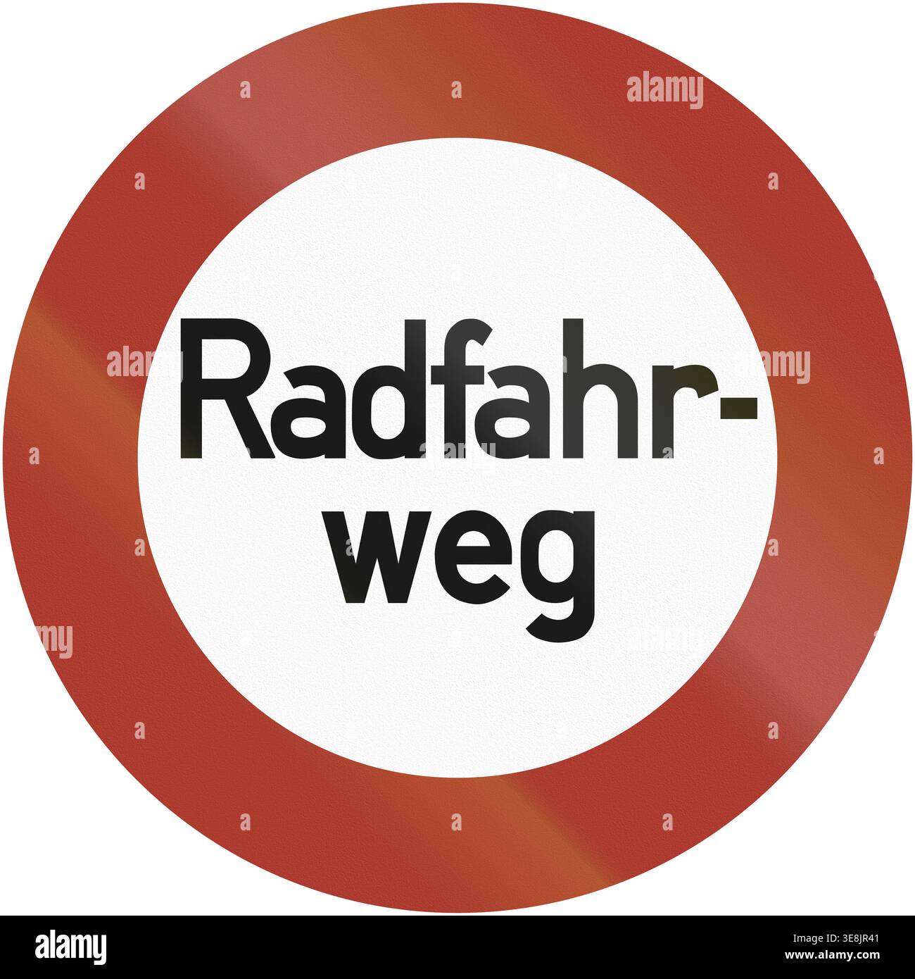 Altes Design (1934) eines deutschen Fahrradwegweisers. Darauf steht: Fahrradstrasse Foto Stock