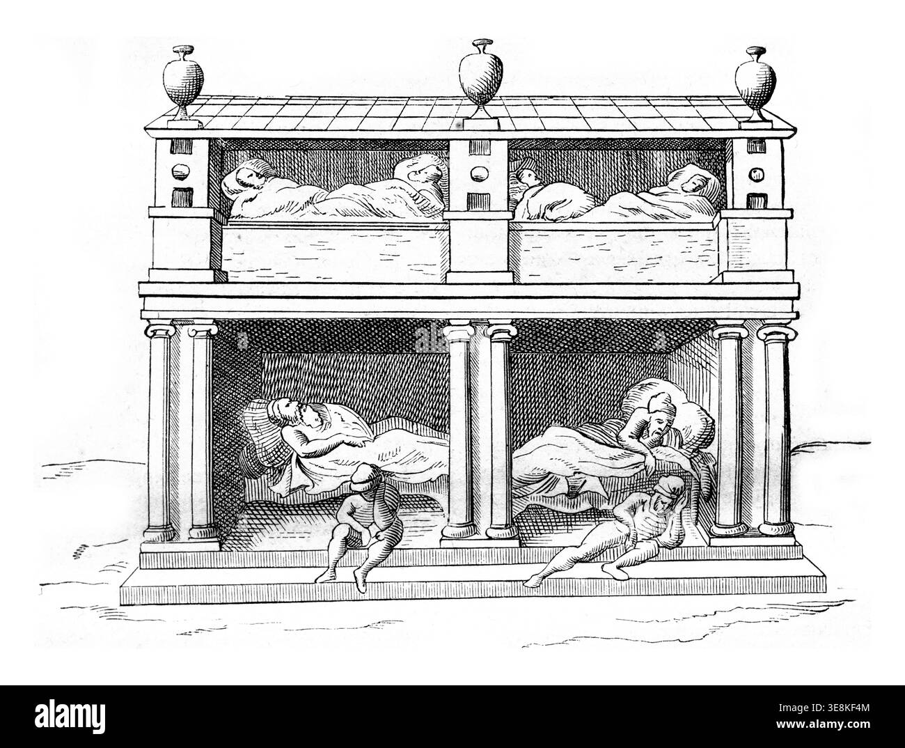 Palazzo del sonno, aperto a tutti i visitatori, illustrazione d'epoca incisa. Magasin Pittoresque 1842 Foto Stock