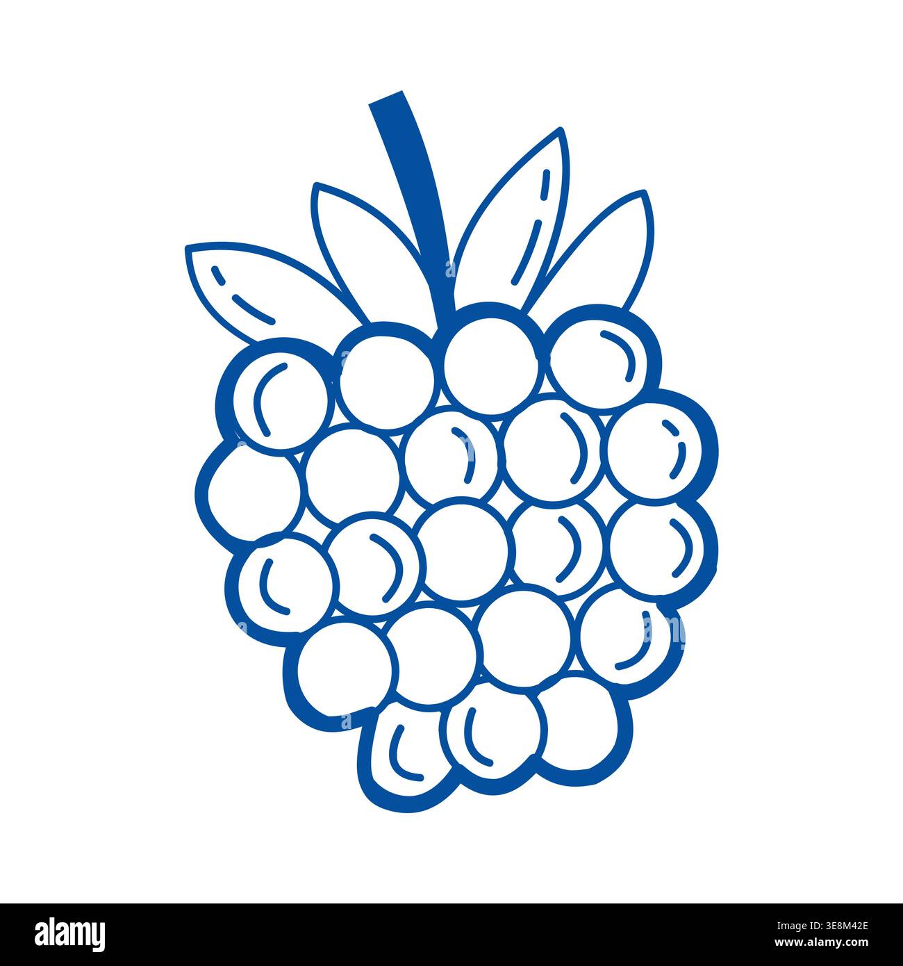 Icona a forma di bacca con disegno vettoriale di lampone con linea blu per il marchio estivo Illustrazione Vettoriale