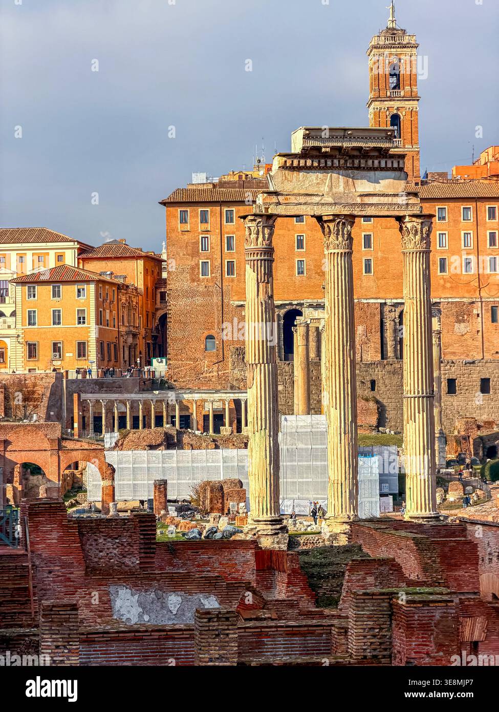 Le antiche rovine del Foro di Roma, Italia Foto Stock