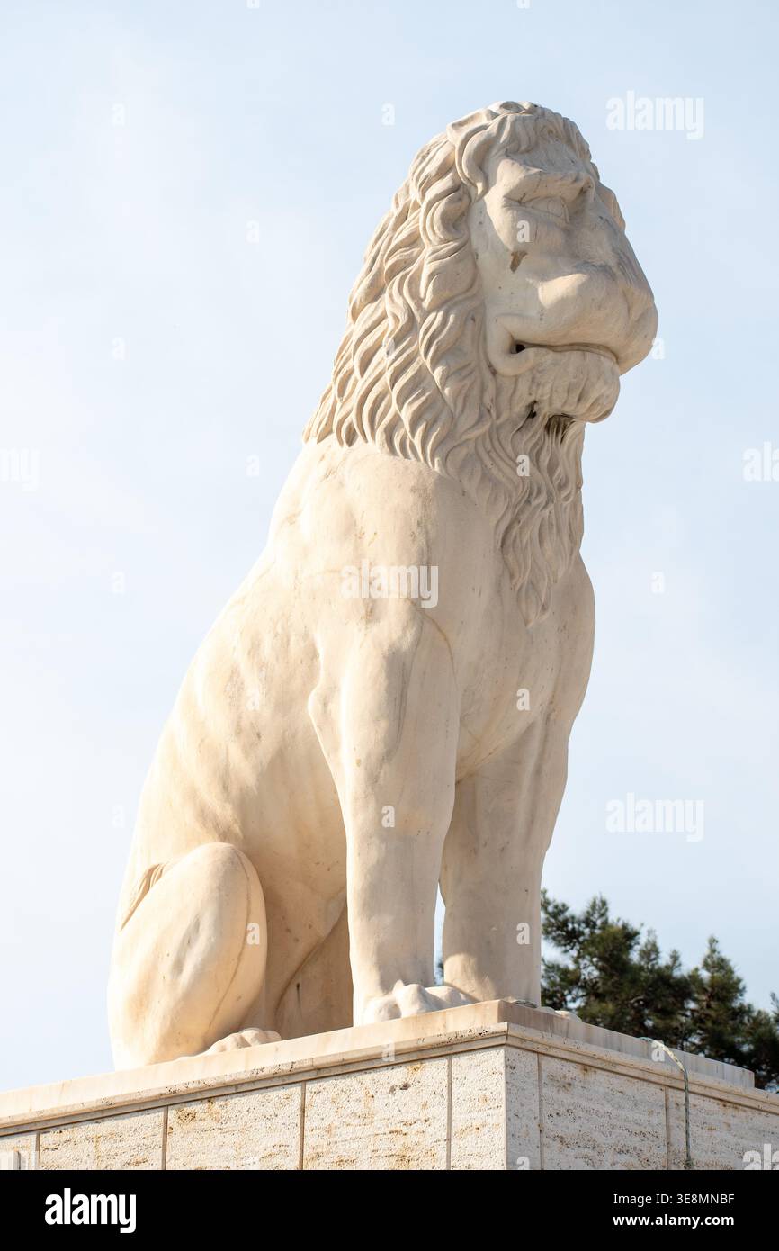 Una veduta del Leone del Pireo al Pireo, in Grecia. Foto Stock