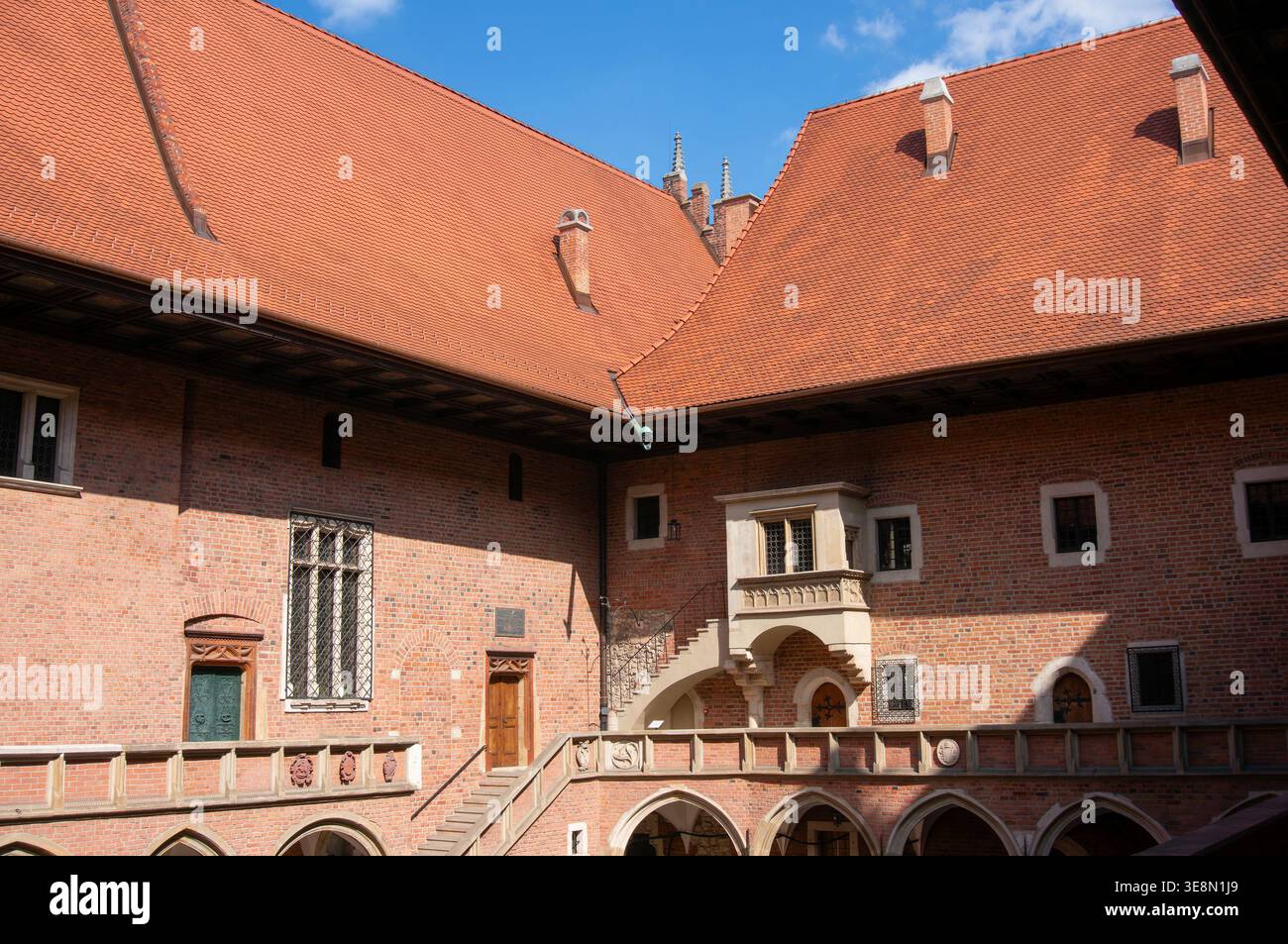 Frammento del Collegium Maius (Università Jagellonica), cortile interno. Kraków, Polonia. Foto Stock