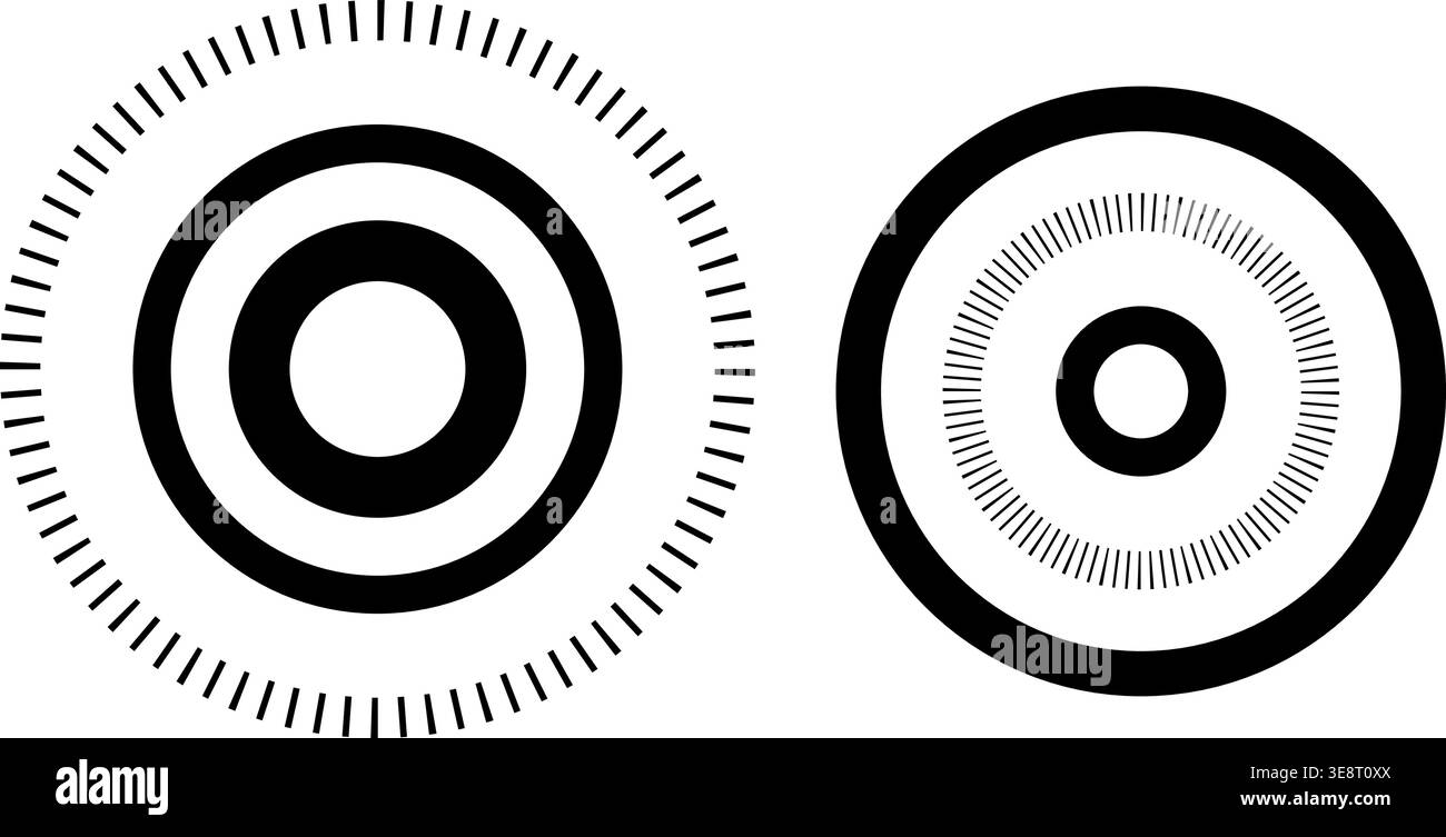Set di icone circolari: Forme geometriche, simboli rotondi, elementi di design minimali Illustrazione Vettoriale