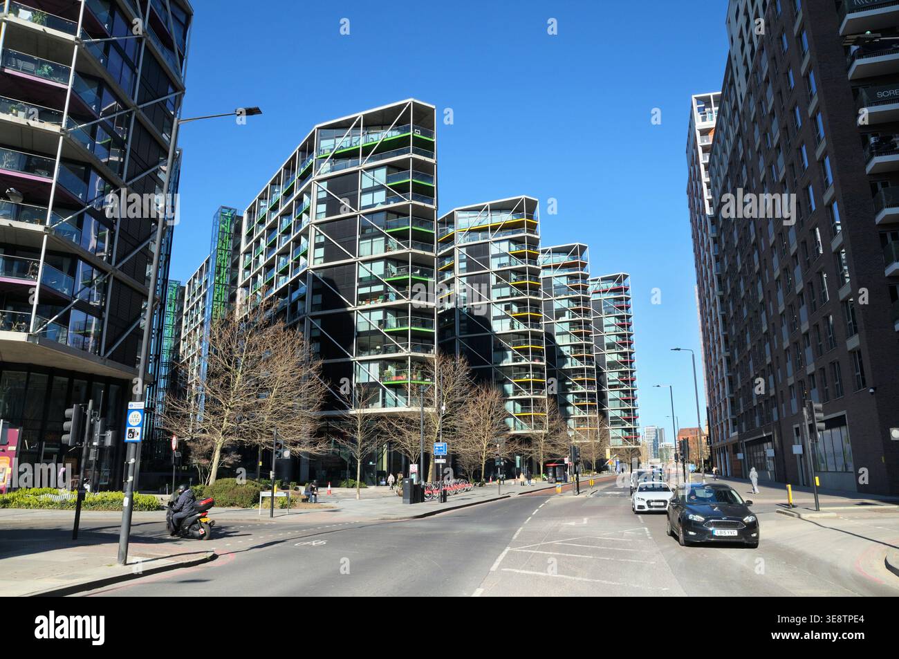 Riverlight Quay Development, Nine Elms Lane, Vauxhall, Londra, Regno Unito. Architetti: Rogers Stirk Harbour + Partners (RSHP). Distretto di rigenerazione VNEB. Foto Stock
