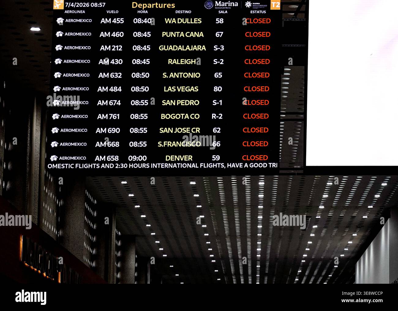 Partenza dall'aeroporto internazionale del Messico, città del Messico, Messico Foto Stock