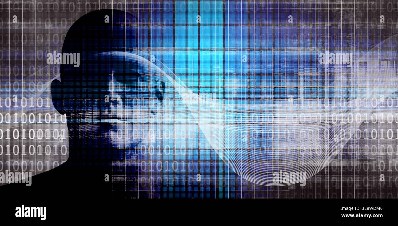 Digital Technology Integration Future Connecting Human Brain Systems Foto Stock