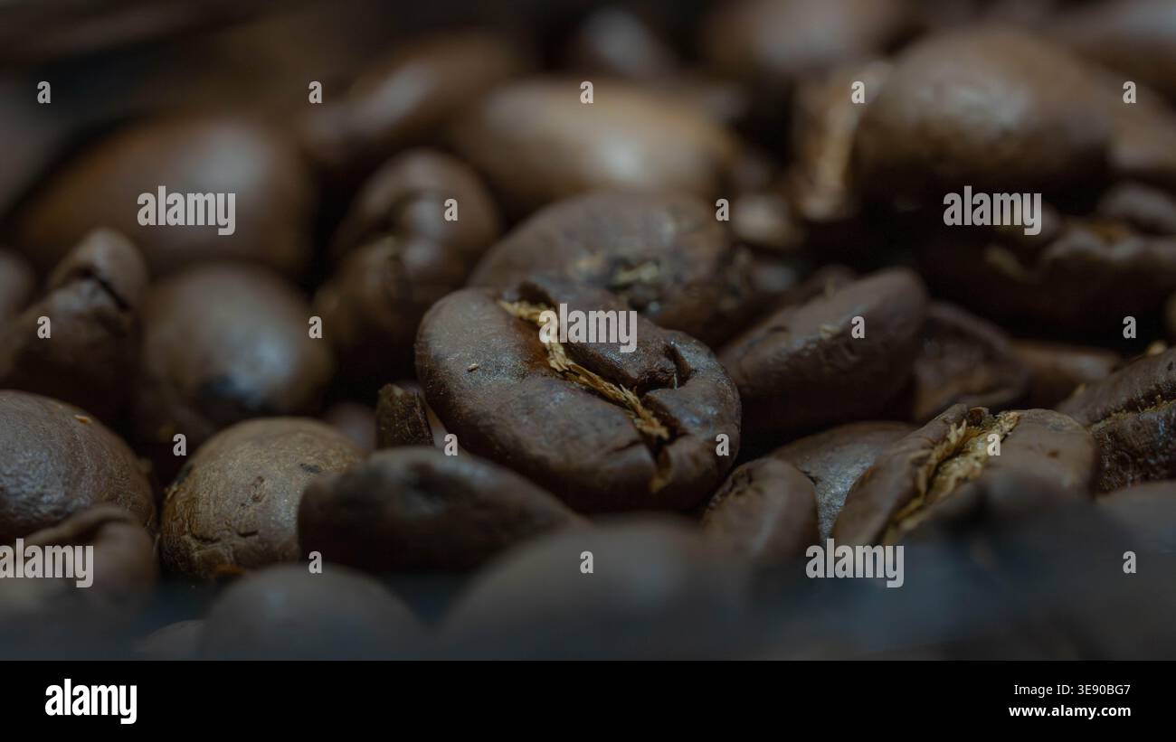 Immagine scura dei chicchi di caffè di alta qualità Foto Stock