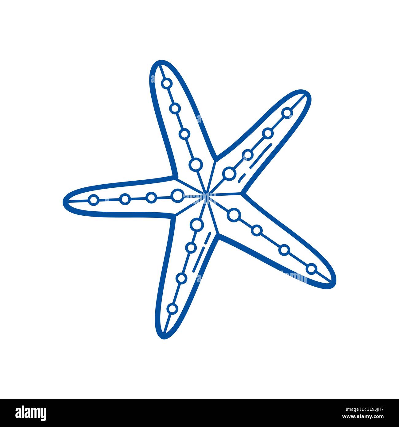 Stella marina vettoriale linea blu disegna l'icona degli animali marini per il marchio costiero Illustrazione Vettoriale