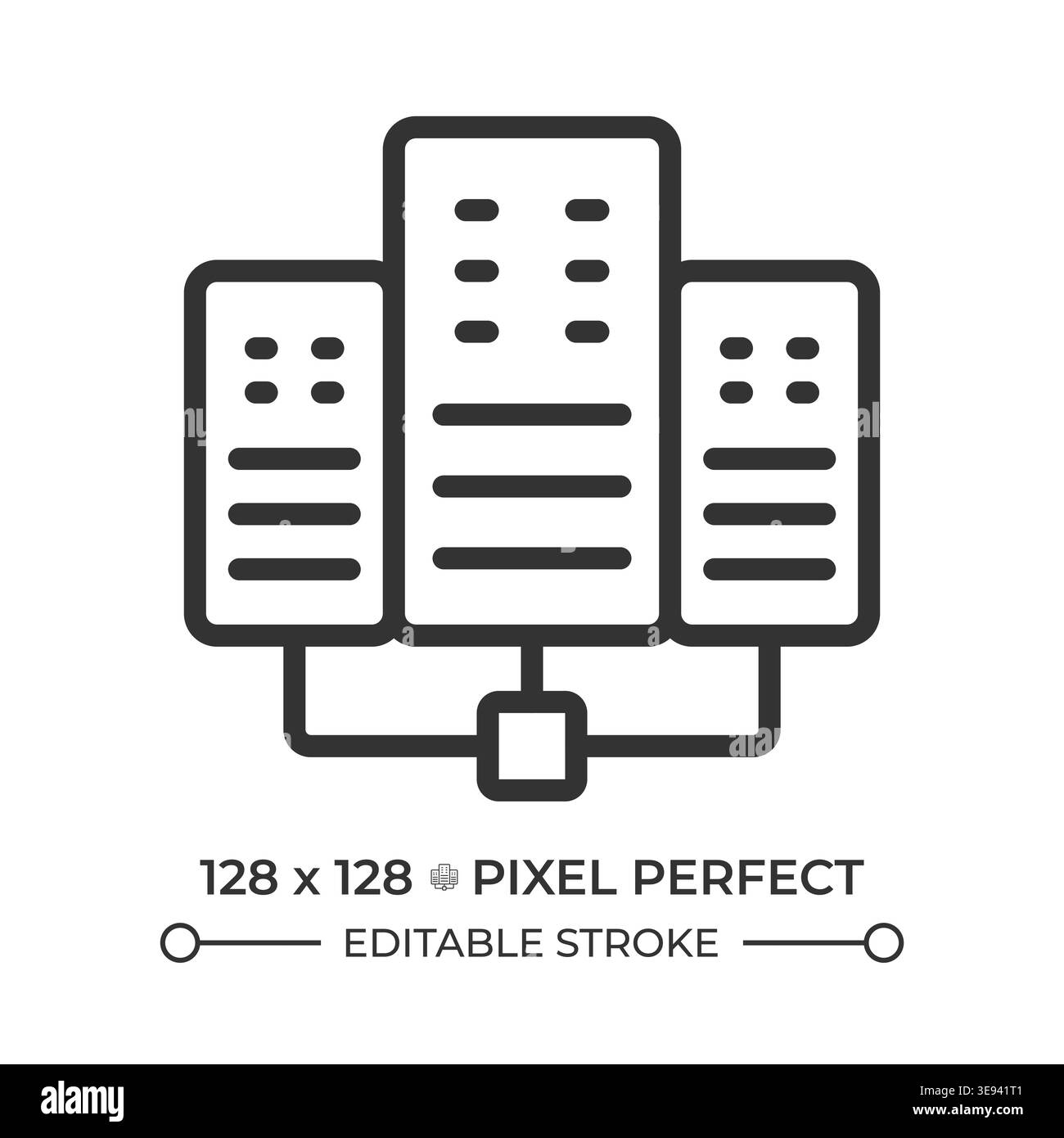 Icona della linea del data center Illustrazione Vettoriale