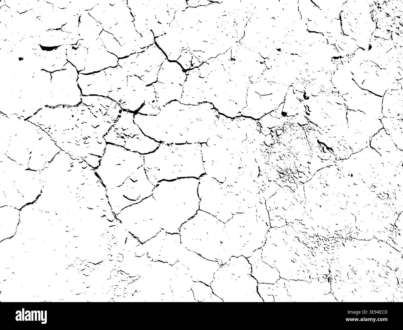 Superficie smerigliata asciutta e incrinata con sfondo astratto bianco e nero ad alto contrasto Illustrazione Vettoriale