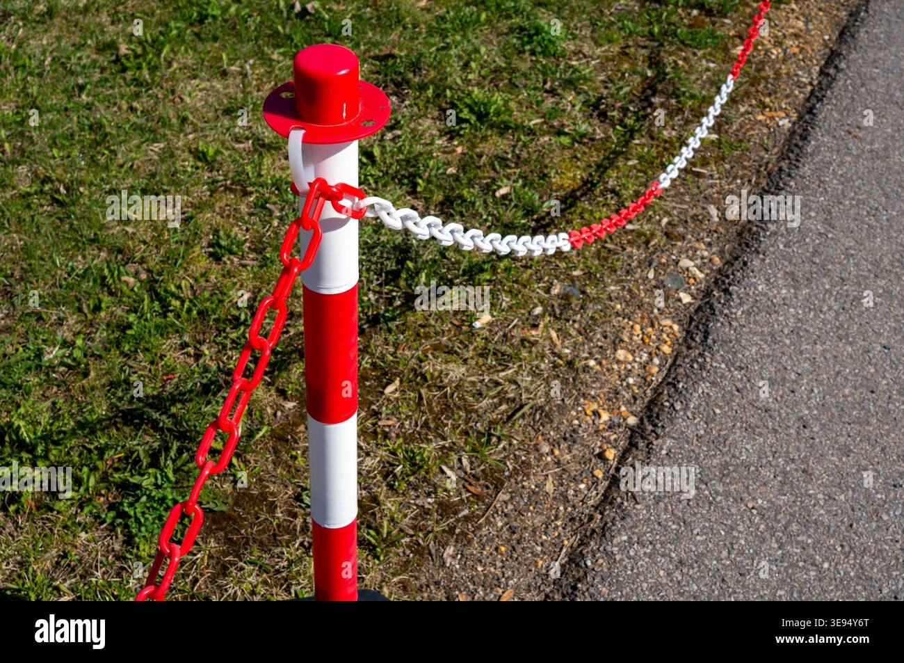 Barriera per la costruzione di strade nel parco Foto Stock