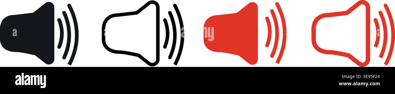 Set di icone audio: Audio, volume, musica, simboli degli altoparlanti Illustrazione Vettoriale