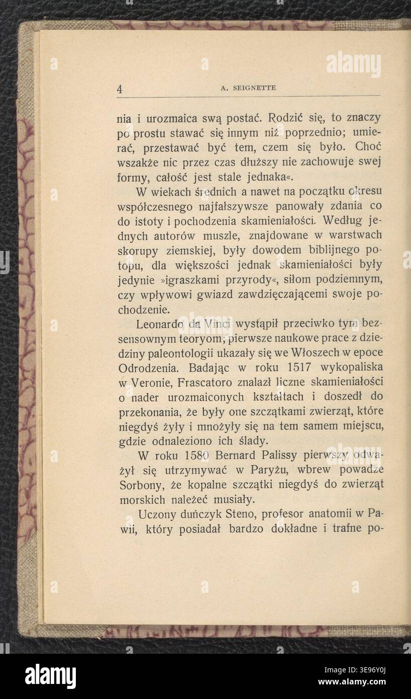 A. Seignette (1904) è autore di "Zwierzeta epok ubieglych", che documenta la fauna storica polacca. Jan Lewiski (1876-1939) contribuì con le illustrazioni. La stampa fotografica d'archivio riproduce queste opere per lo studio della morfologia delle specie. Foto Stock