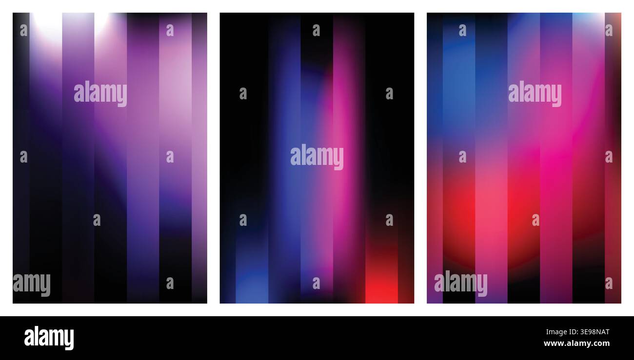 Linee di sfumatura verticale astratte in viola, blu e rosso per uno sfondo moderno, ideale per composizioni digitali artistiche Illustrazione Vettoriale