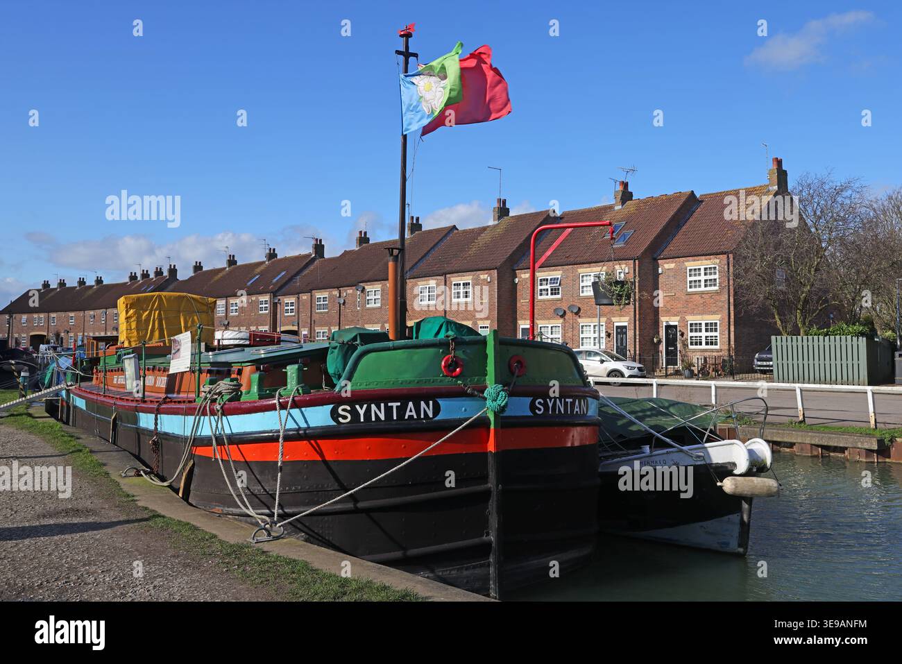 MV Syntan, baratta Humber restaurata a Beverley Beck, conservata dalla Beverley Barge Preservation Society nell'East Yorkshire. Foto Stock