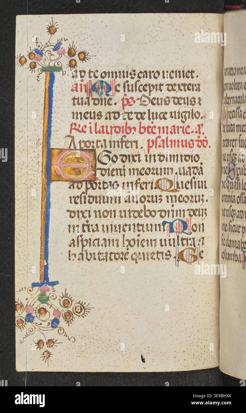 Horae (XV secolo) è un manoscritto miniato polacco del PN. Regione di Wochy, contenente 162 fogli di alfabeto latino e intricate illuminazioni, con dimensioni di 108x70 mm. Foto Stock