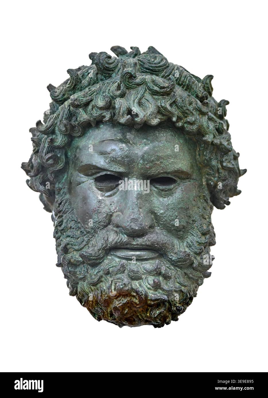 Testa di bronzo di un pugile, 330-320 a.C. Trovato ad Olympia. L'uomo è incoronato con un Kotinos, la corona d'oliva assegnata ai vincitori dei Giochi Olimpici. Il Foto Stock