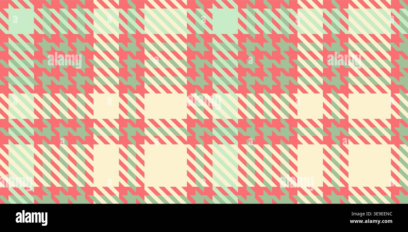 Il pied-de-poule su larga scala si caratterizza per il verde e il rosso, creando un suggestivo motivo di tartan natalizio Illustrazione Vettoriale