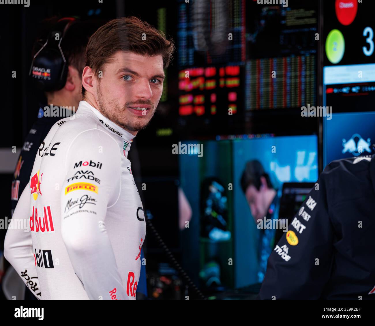 Suzuka, 29 marzo 2026: Max Verstappen (NED) della Red Bull Racing nel garage prima della gara durante il Gran Premio di Formula 1 del Giappone 2026. Foto Stock