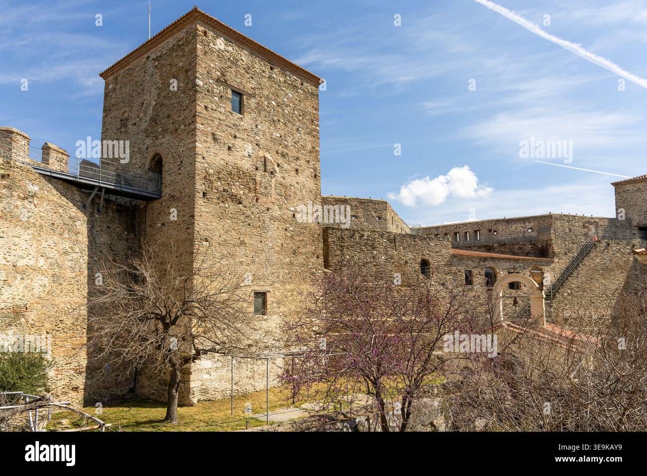 Heptapyrgion (conosciuta anche come Yedi Kule), una fortezza di epoca bizantina e ottomana situata nell'angolo nord-orientale dell'acropoli di Salonicco, Gree Foto Stock