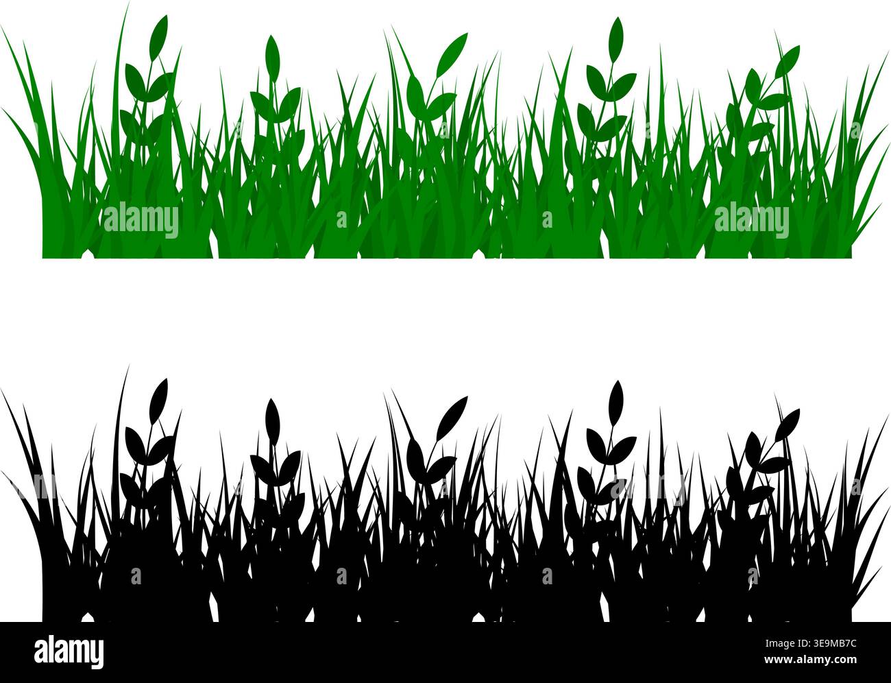 Silhouette verde e nera su sfondo trasparente Illustrazione Vettoriale