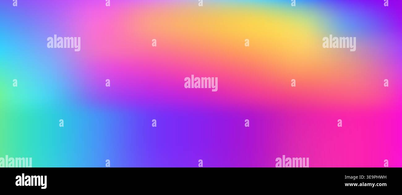 Sfondo olografico a gradiente UV. Texture al neon fluida e vibrante astratta con colori rosa, viola e ciano iridescenti per un look digitale futuristico Illustrazione Vettoriale