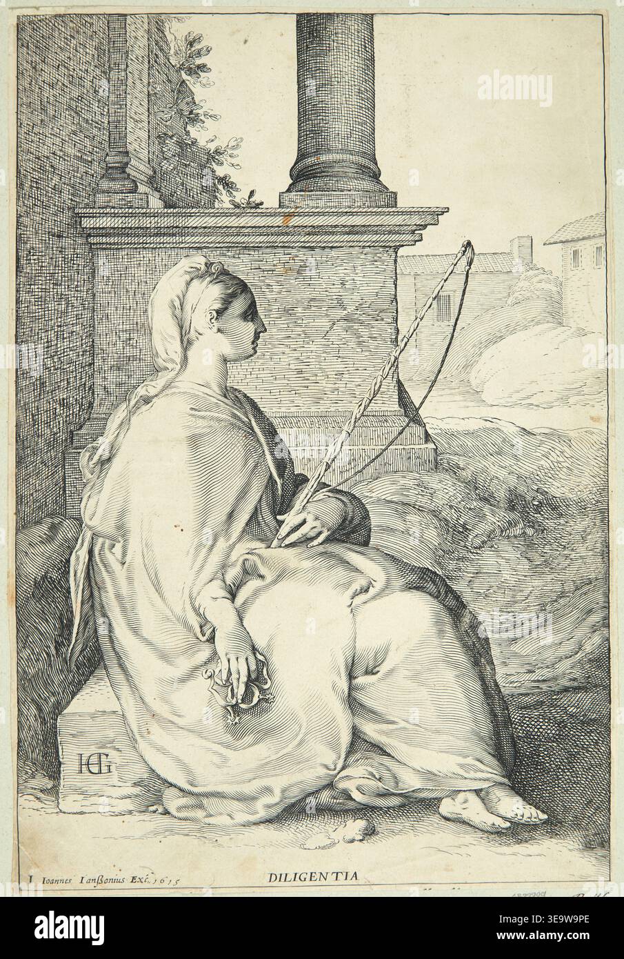 Jan Saenredam (1565 – 1607) è stato un incisore olandese. L'immagine d'archivio riproduce la sua incisione in rame del 1615 Flid (Diligentia), parte della serie tre Dyder, conservata allo Statens Museum for Kunst. Foto Stock