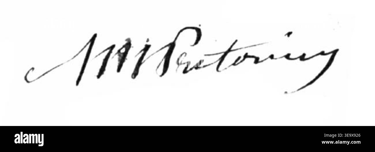 Marthinus Wessel Pretorius (1819 – 1901) è stato il presidente della Repubblica sudafricana (ZAR). Questa immagine d'archivio mostra la sua firma sul certificato di matrimonio del 1890. Pretorius giocò un ruolo fondamentale nella storia del Sudafrica durante il XIX secolo, e la sua firma rappresenta un significativo documento personale della sua epoca. Foto Stock