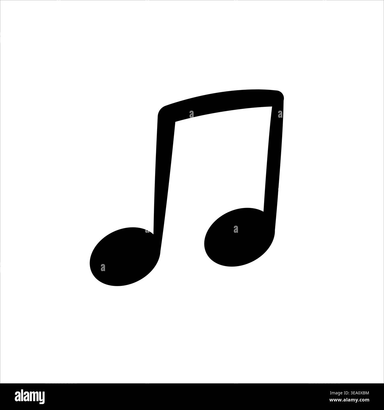 Icona nota musicale nera piatta, doppie ottava note su bianco Illustrazione Vettoriale