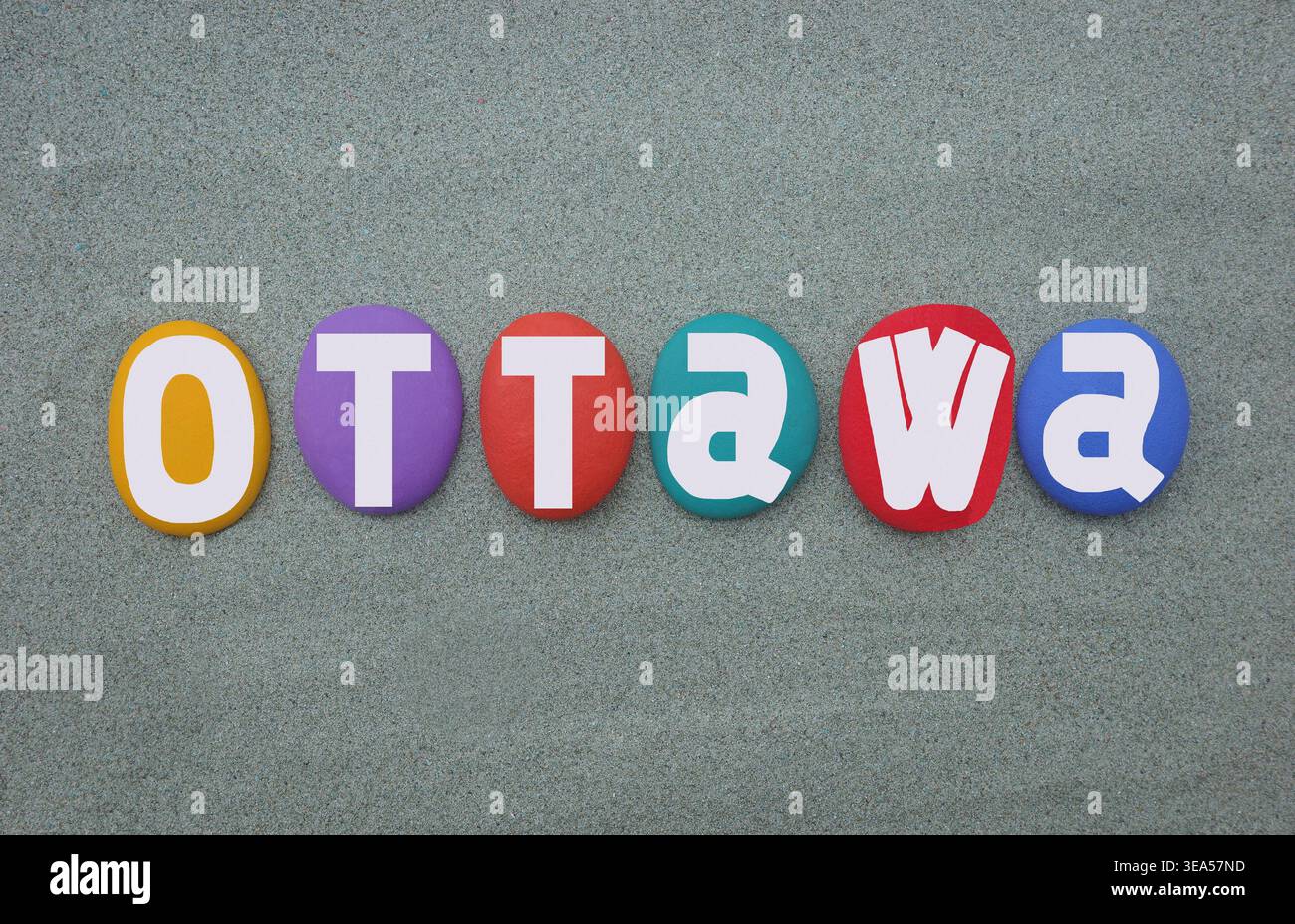 Ottawa, capitale del Canada, souvenir su lettere di pietra colorata Foto Stock