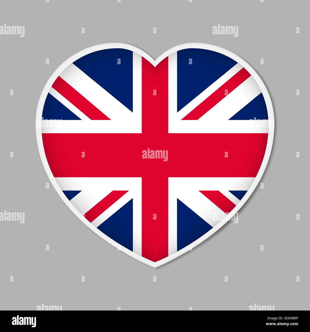 Segno a forma di cuore con bandiera britannica, illustrazione vettoriale. Distintivo o adesivo patriottico della Gran Bretagna Illustrazione Vettoriale