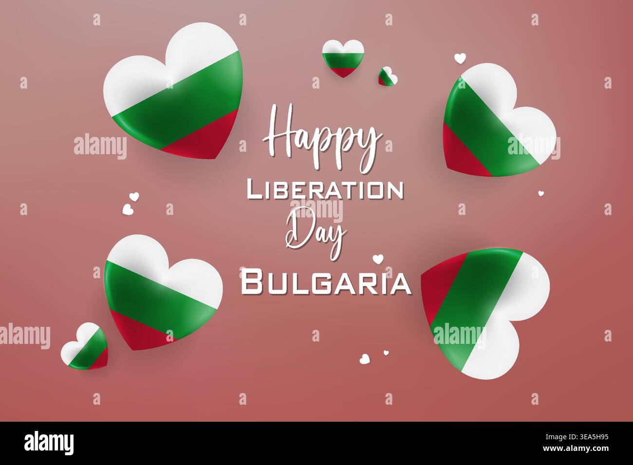 Design a tema cuore 3D di alta qualità per il giorno dell'indipendenza della Bulgaria con colori nazionali audaci ed elementi festivi Illustrazione Vettoriale