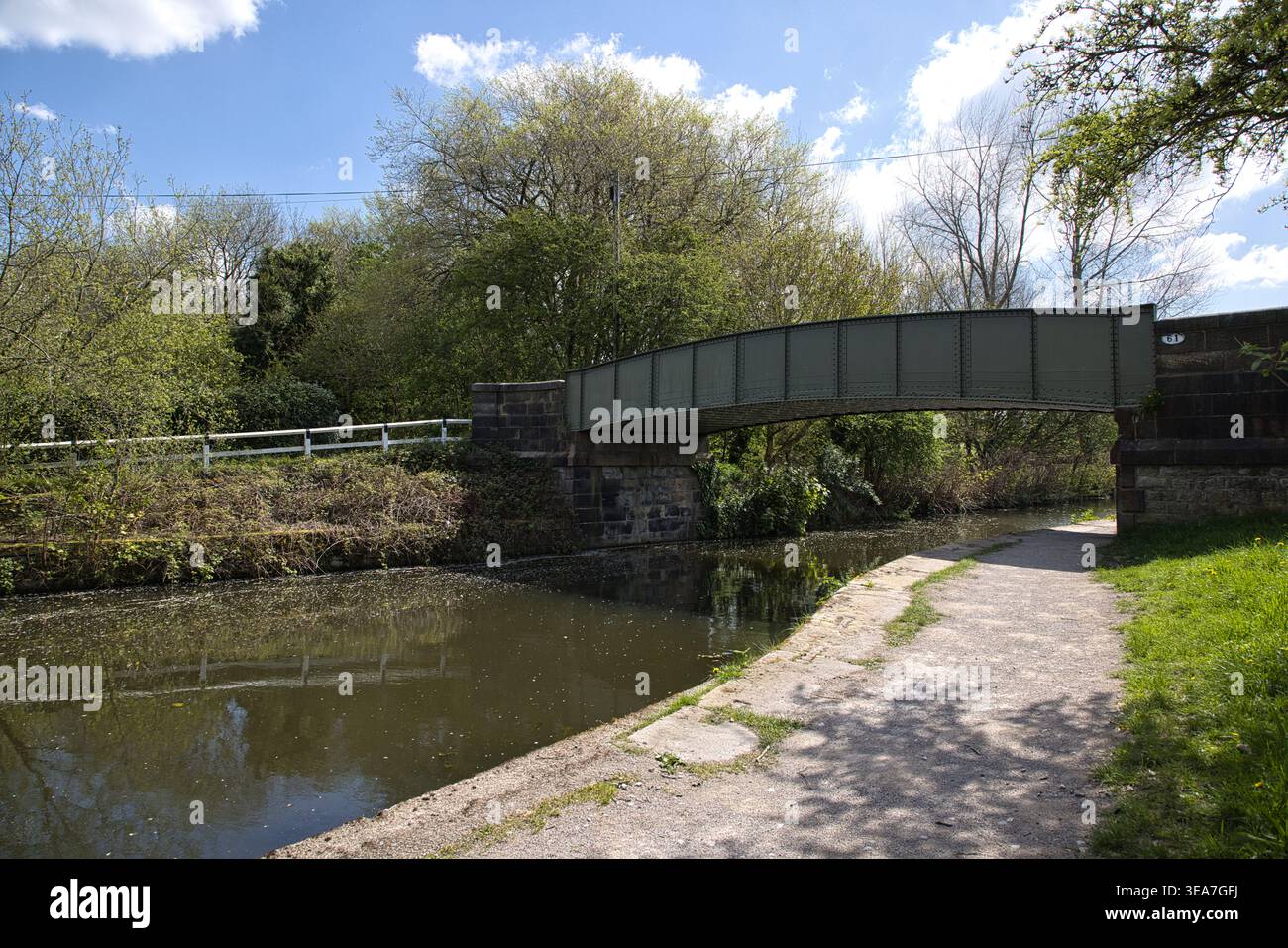 Ponte 61 su Leeds e il Canale di Liverpool vicino all'Haigh Woodland Park. Foto Stock