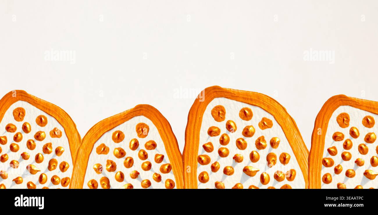 cornice con elementi tropicali dorati con spazio per le copie per inviti di nozze, biglietti d'auguri, doccia nuziale, annuncio di feste di compleanno, salvi la data Foto Stock