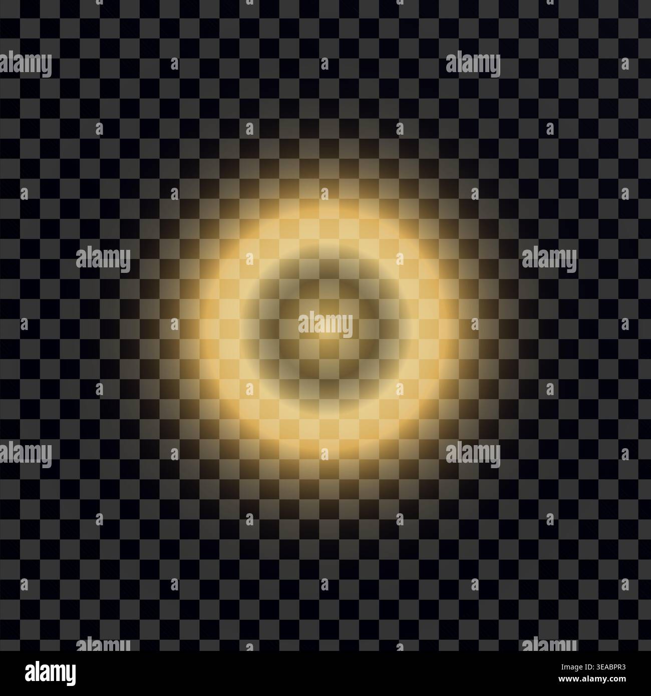Un effetto luce circolare soffusa con un alone radiante su sfondo trasparente Illustrazione Vettoriale