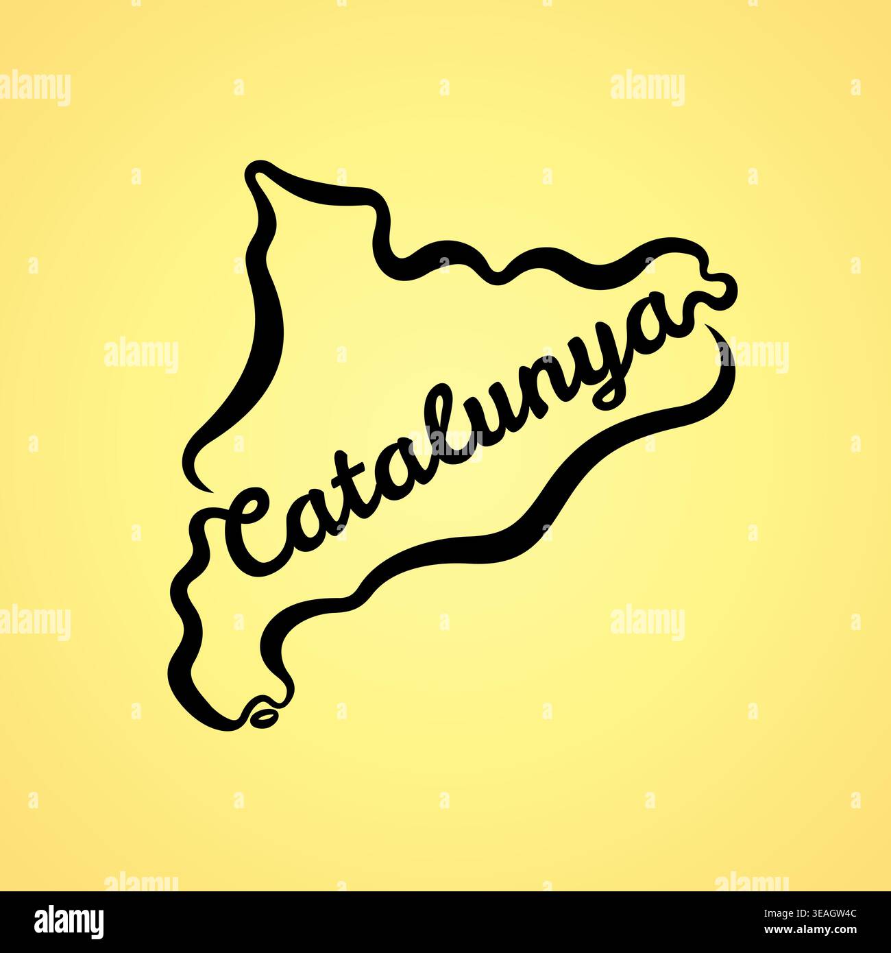 Mappa di Catalunya - forma e nome in catalano Illustrazione Vettoriale