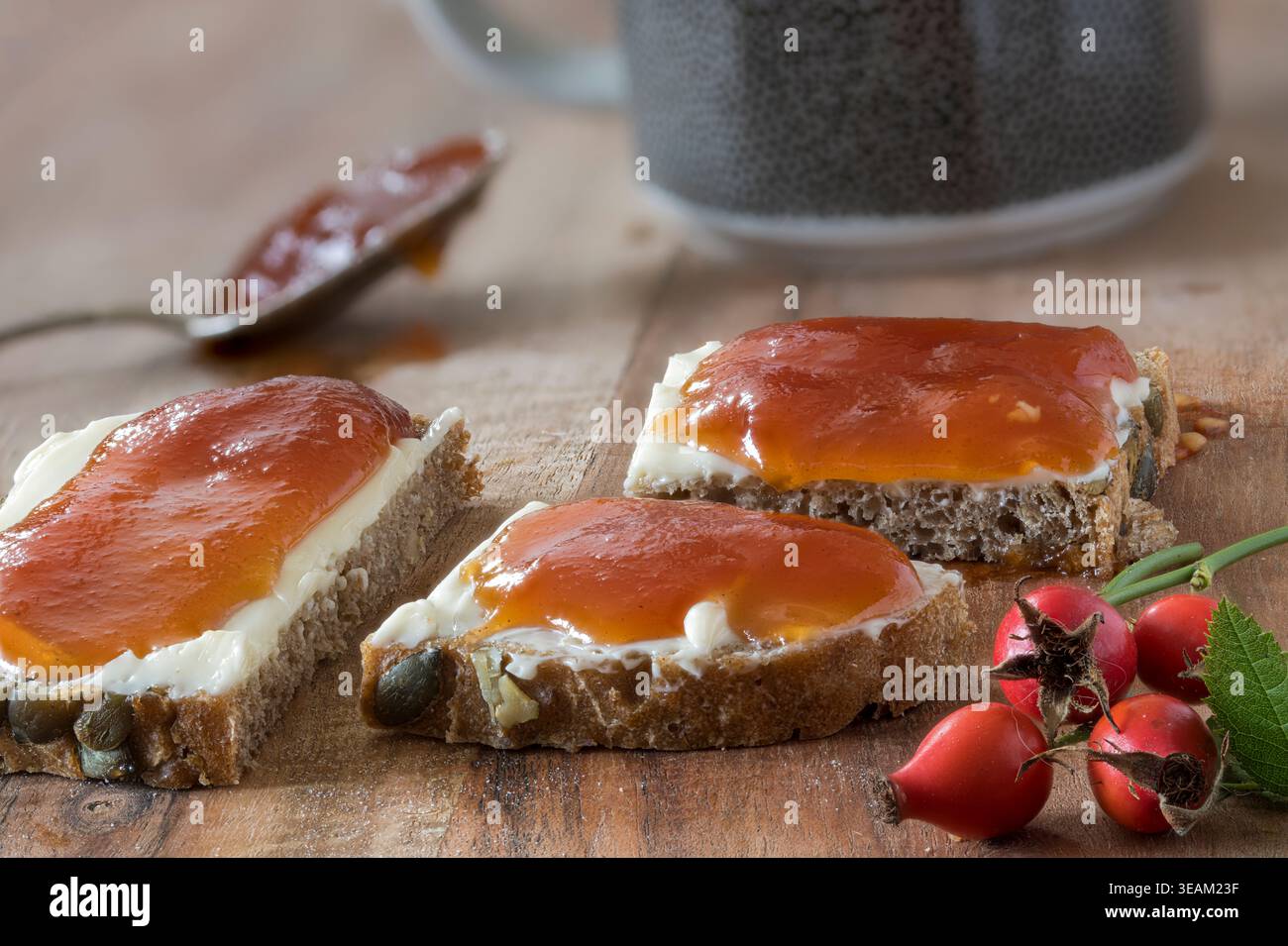 pane di marmellata, pane di marmellata, toast di marmellata Foto Stock