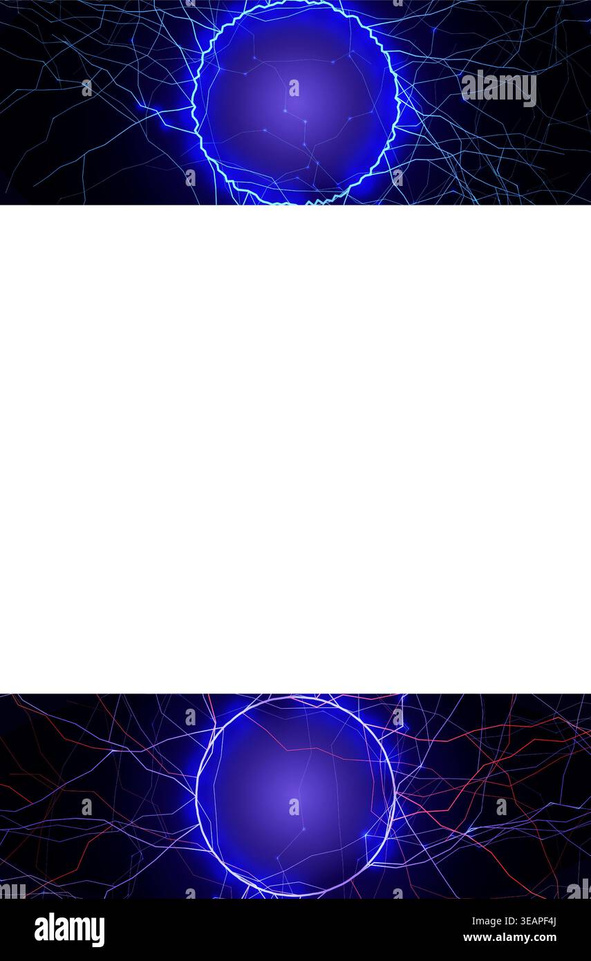 Cerchio energetico blu brillante con linee di rete, portale digitale futuristico, sfondo di interfaccia informatica. Banner tecnologico, copertina di presentazione, sito Web Illustrazione Vettoriale
