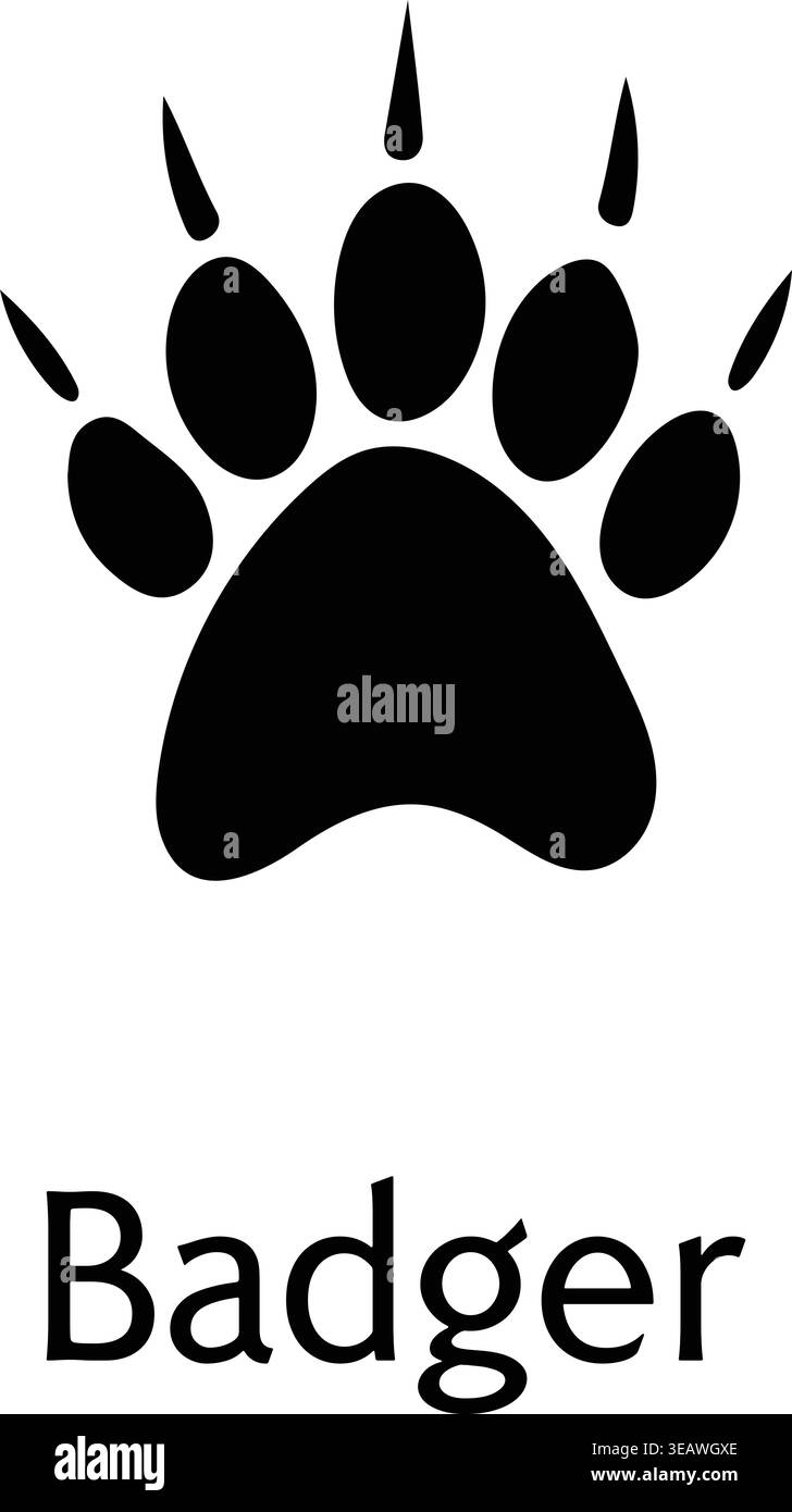 Impronta distintiva silhouette Paw Print icona vettoriale simbolo nero isolato Wildlife Track Illustrazione Vettoriale