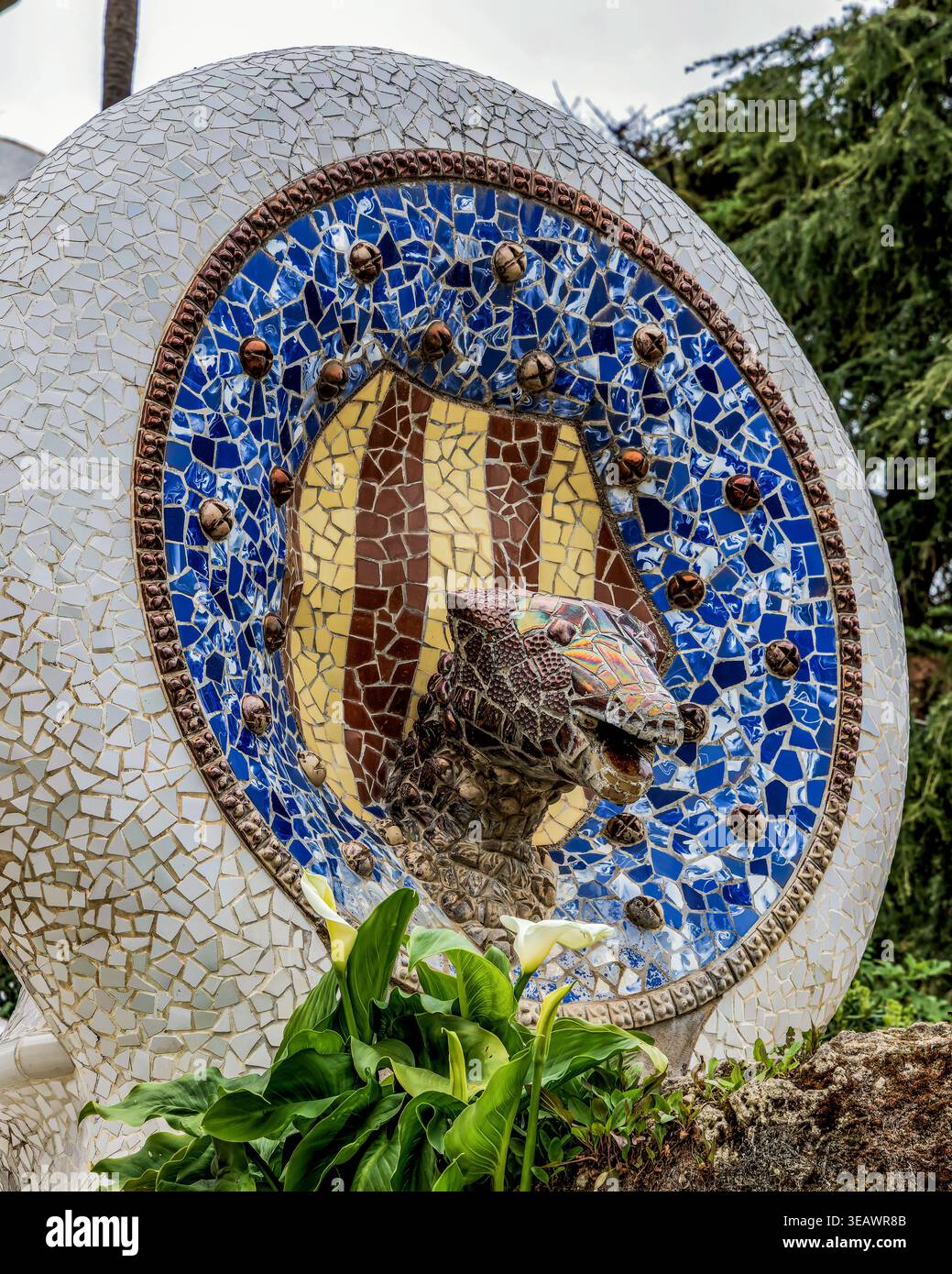 Il bellissimo Parco Güell di Barcellona, Spagna Foto Stock