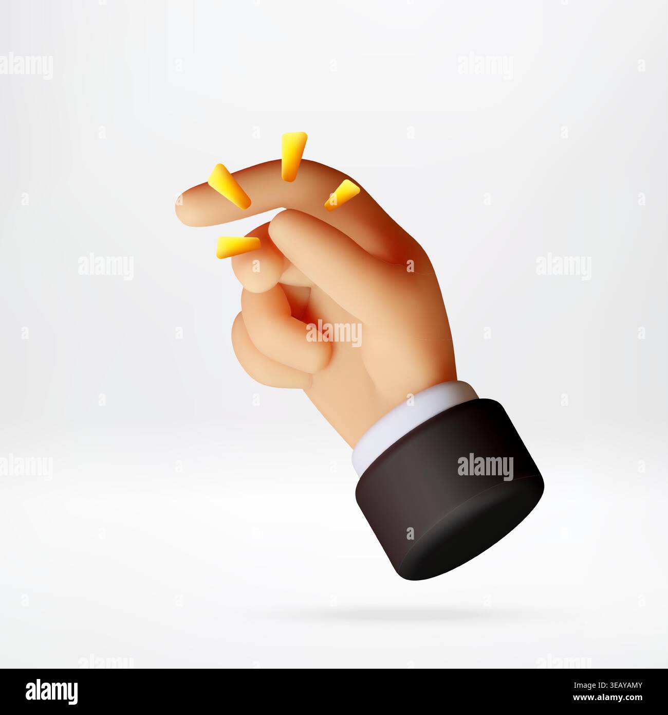 Gesto 3D con la mano che fa scattare le dita. Illustrazione Vettoriale