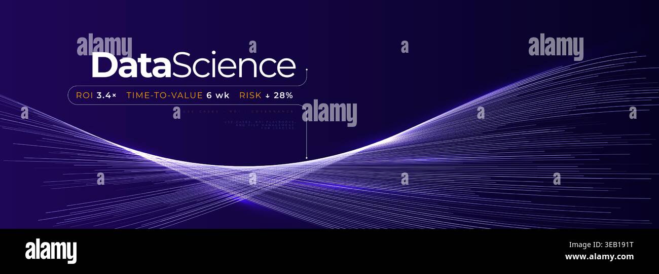 Flusso di trasmissione dei dati, linee ondulate neon, Digital Information Transfer Visual for Scientific Research, Biotech Medtech Innovate, Information Illustrazione Vettoriale