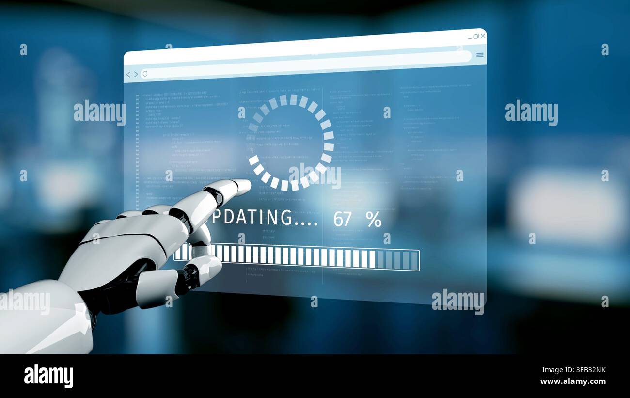 L'INTELLIGENZA ARTIFICIALE favorisce la crescita delle conoscenze grazie alla formazione con assistente virtuale, suggerimenti per l'aggiornamento del software e aggiornamenti per l'apprendimento dell'intelligenza artificiale. Kernel Foto Stock