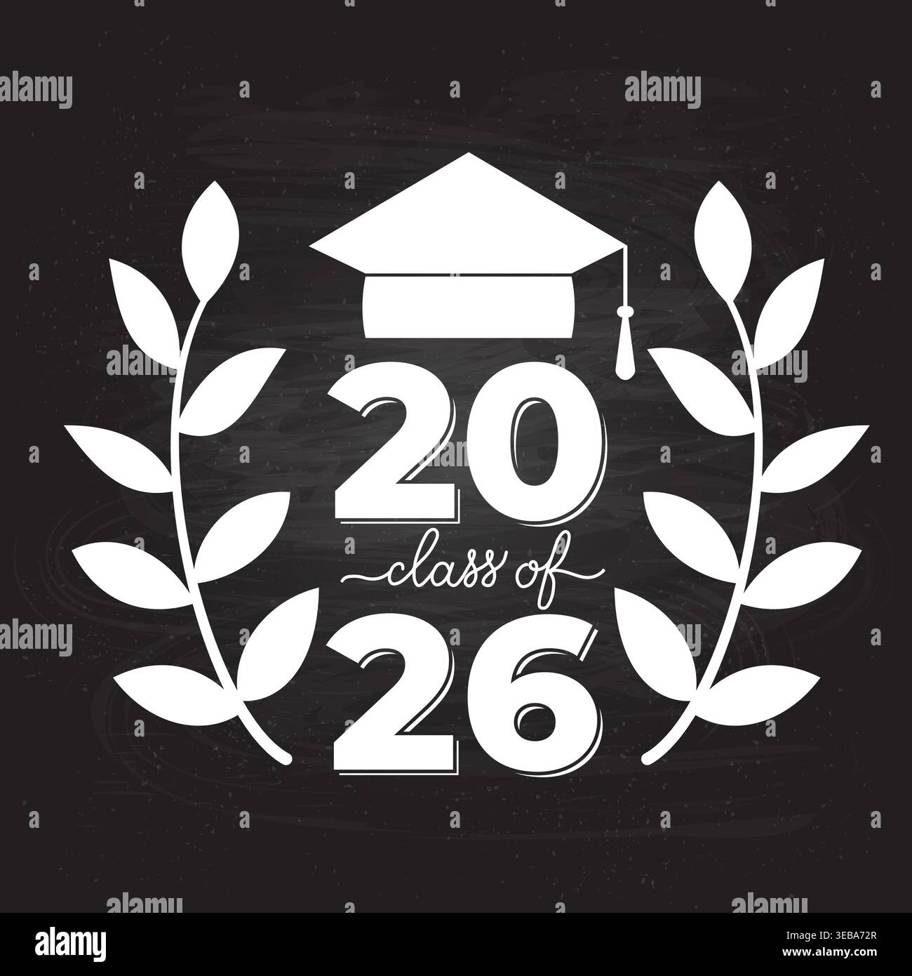Classe 2026 caratteri su sfondo lavagna. Congratulazioni al banner per i laureati. Modello vettoriale per biglietto d'auguri, poster tipografico di invito Illustrazione Vettoriale