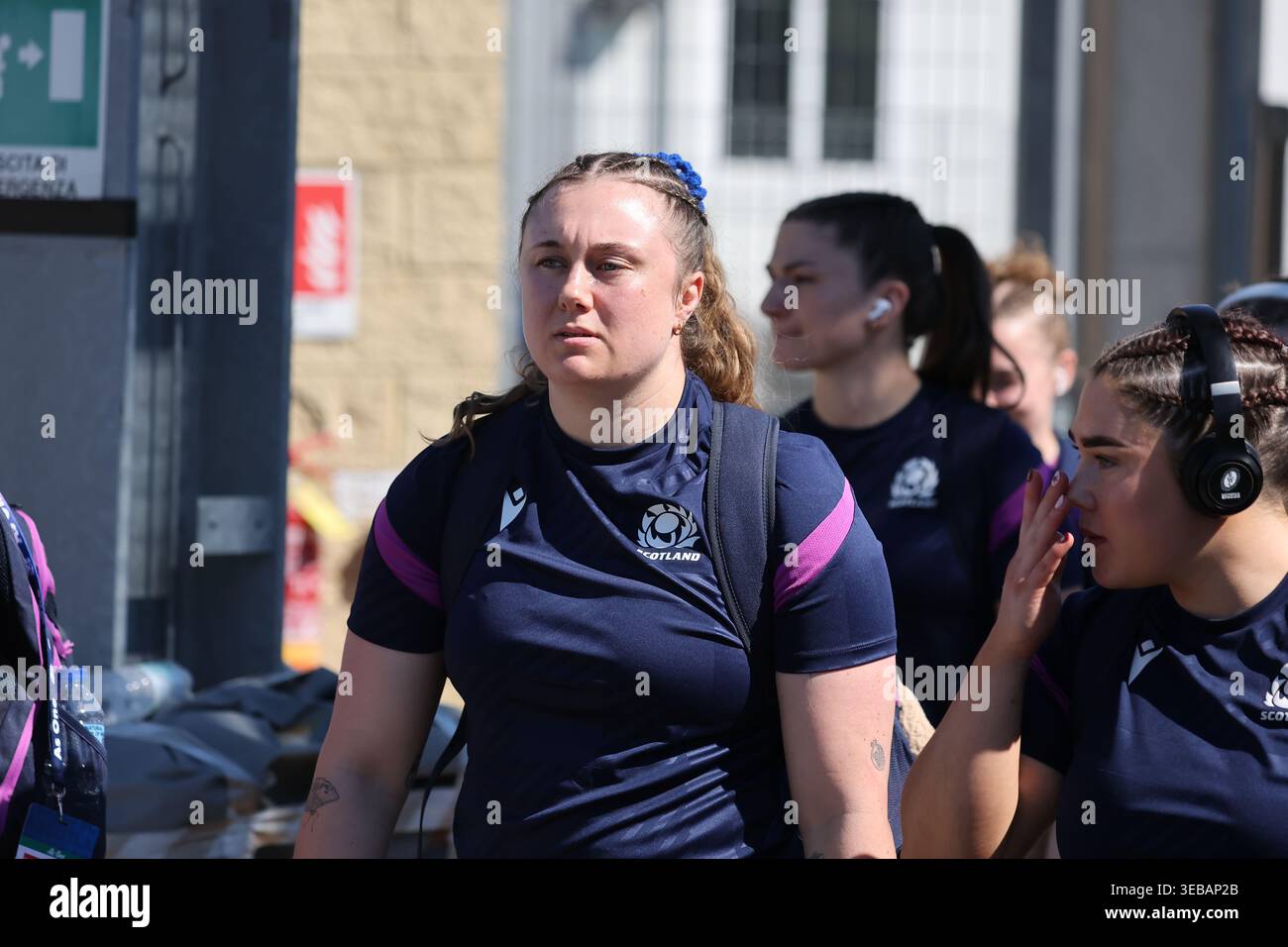 25/04/2026, Parma, Stadio Lanfranchi, Women Six Nations 2026 Round 3: Italia vs Scozia, Rachel McLachlan (il fiancheggiatore scozzese Open Side #7) arrivo allo Stadio Sergio Lanfranchi, Parma Foto Stock