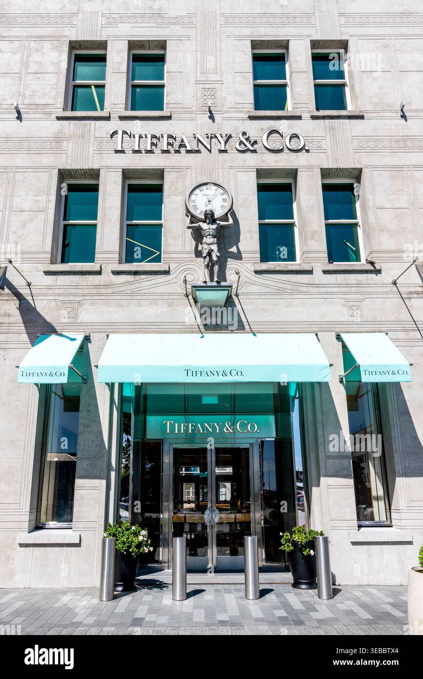 Negozio di gioielli Tiffany & Co nel quartiere Britomart di Auckland, Auckland, nuova Zelanda. Foto Stock